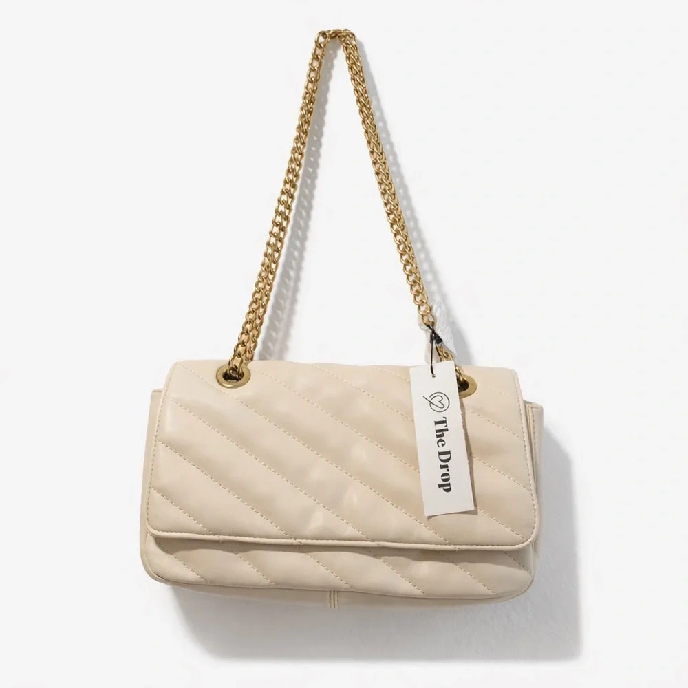 NWT - The Drop Women's Koko Chain Strap Flap Bag One Size, Bone - Picture 1 of 15